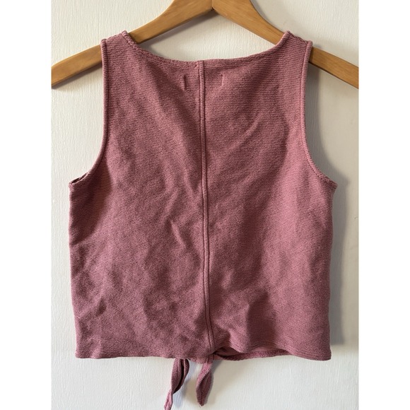 Texture & Thread MADEWELL Women's Sm Button Front Tie Tank Top Ivory V-neck Q2 - Picture 3 of 4